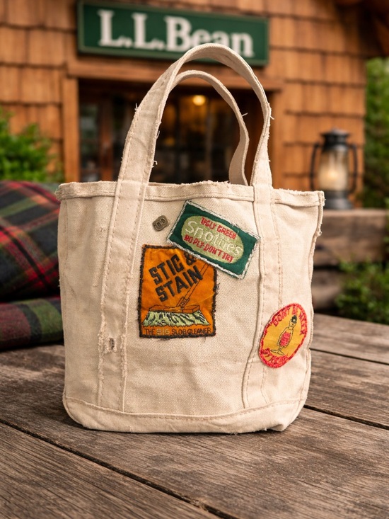 L.L. Bean Handbags - Vintage L.L.Bean Mini Boat & Tote | Distressed Canvas Bag w/ Patches | Rare